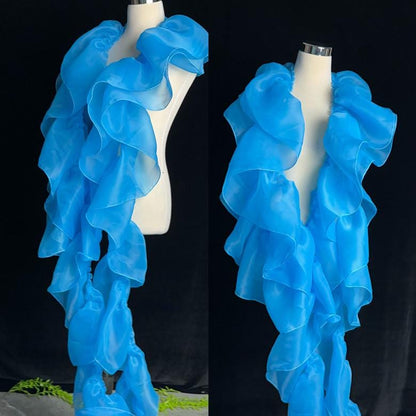 Sheer Pleated Organza Ruffle: 3D Fold Designer Fabric, Wedding Gown Decoration