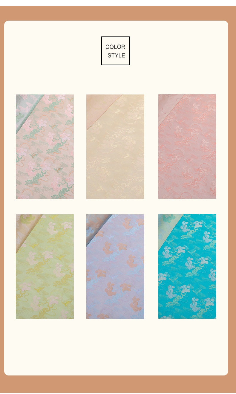 Crane Brocade Fabric: 59"W Rayon Cotton Blend for Cheongsam, Costume, Decor