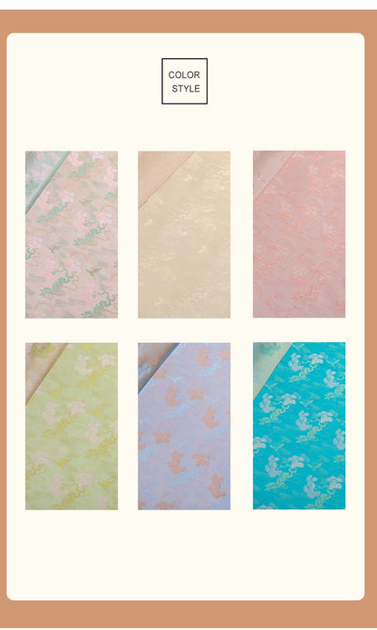 Crane Brocade Fabric: 59"W Rayon Cotton Blend for Cheongsam, Costume, Decor