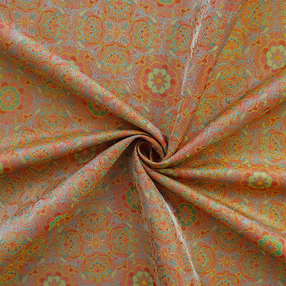 Tissu jacquard à médaillon vintage orange : fil teint à volutes arabesques, largeur 150 cm