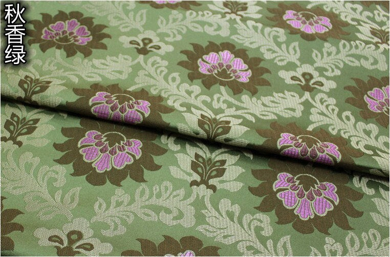 Tissu brocart Lotus Lurex : 75 cm de large, textile tibétain