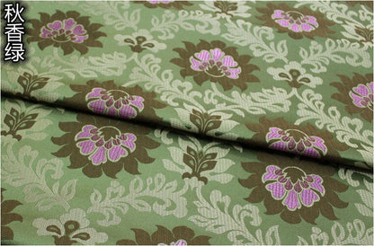 Tissu brocart Lotus Lurex : 75 cm de large, textile tibétain