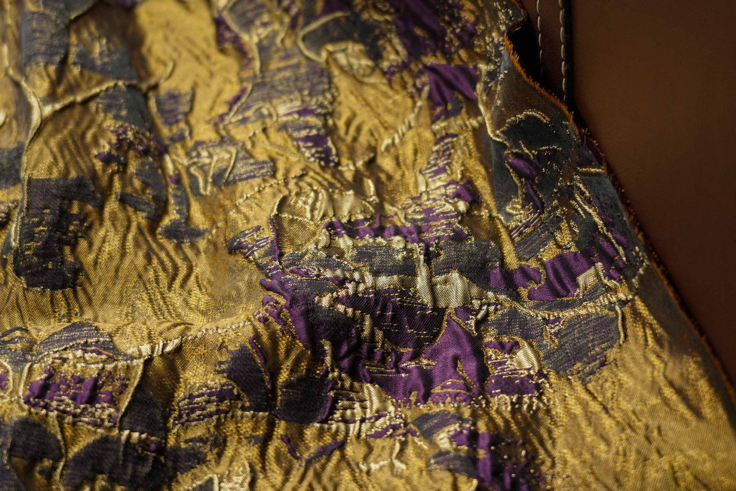 Gold Thread Jacquard Fabric: 3D Texture Upholstery, Costume, Decor - 55"W