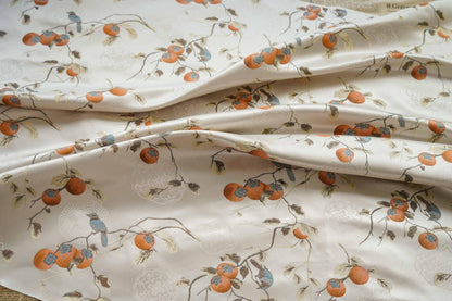 Reversible Jacquard Fabric: Persimmon Ruyi Embossed Woven Textile (65"W)