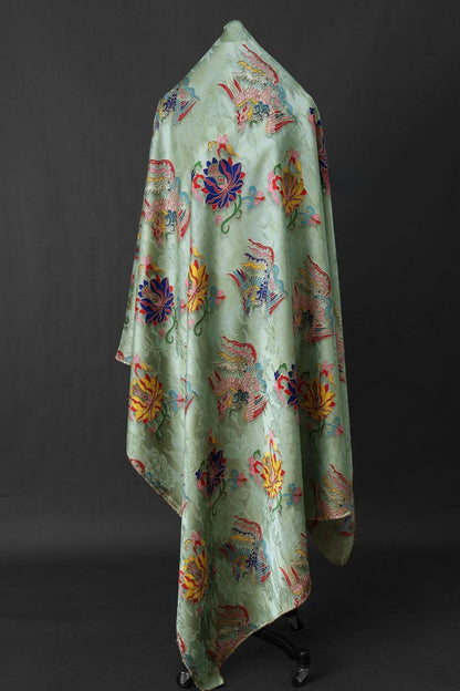 Tissu brocart de soie Phoenix & Lotus : Cheongsam vert clair, costume Tang, Hanfu