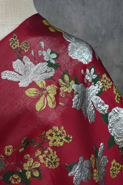 Tissu jacquard à fil doré : texture peinture à l’huile 3D, largeur 140 cm (55 po) – au mètre