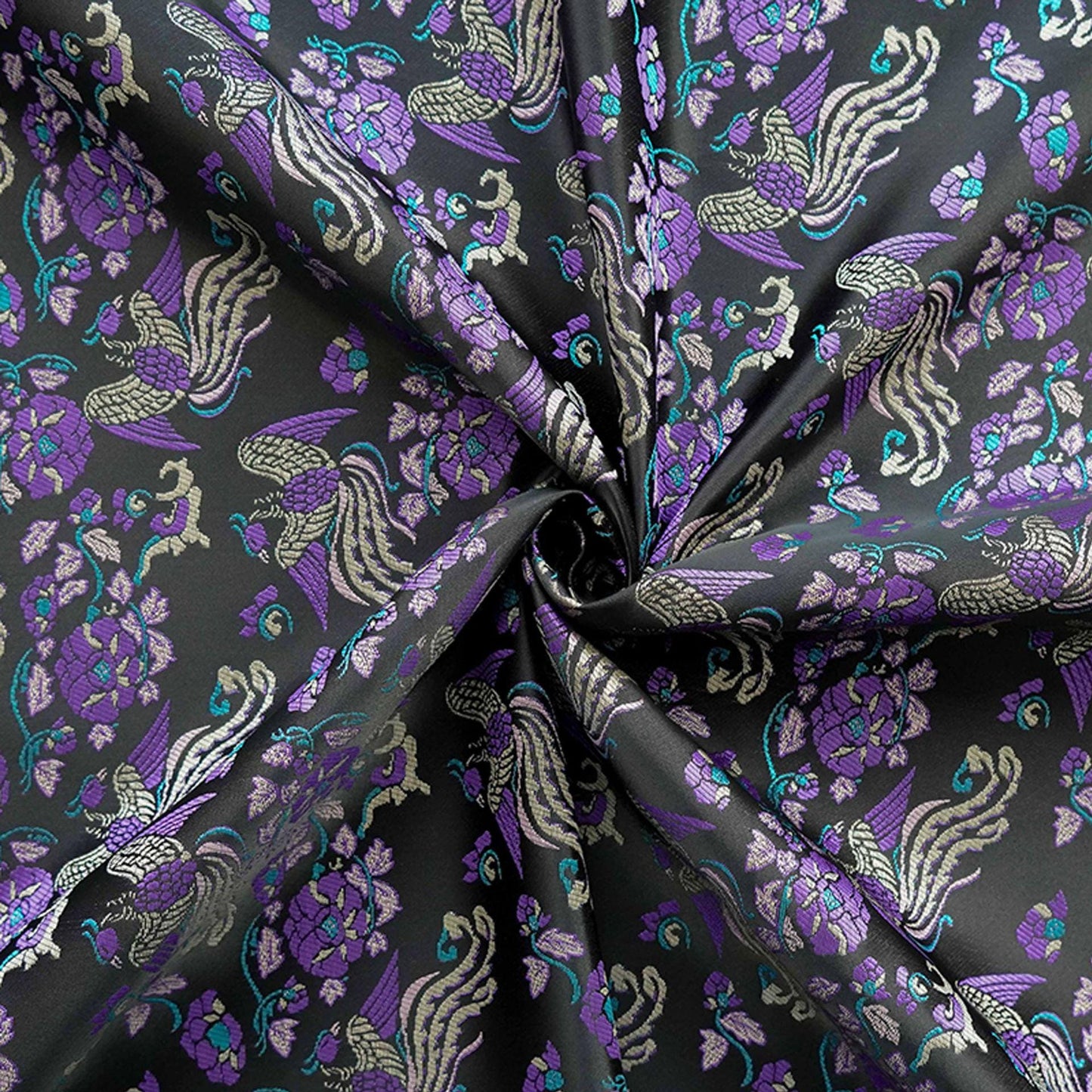 Tissu jacquard pivoine Phoenix Delight : style dynastie Song chinoise, 150 cm de large