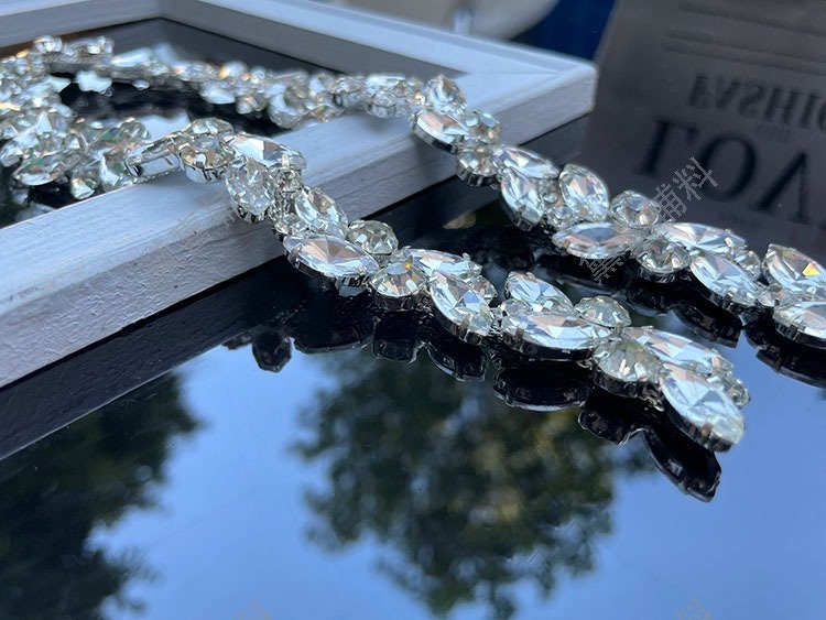 Bridal Rhinestone Applique: Crystal Wedding Belt, Doll Costume Decor