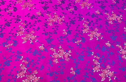 Tissu damassé en brocart de soie : tissu pour robe à motif pivoines, largeur 75 cm