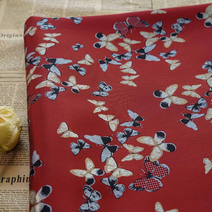 Gold Thread Butterfly Jacquard Fabric: Chinese Painting Style, 59" Wide