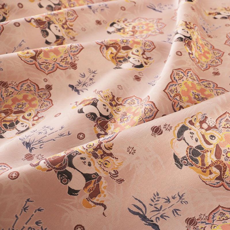 Panda Brocade Fabric: Blue Silk Blend, Cheongsam Qipao Material (58" Wide)