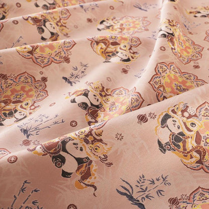 Panda Brocade Fabric: Blue Silk Blend, Cheongsam Qipao Material (58" Wide)