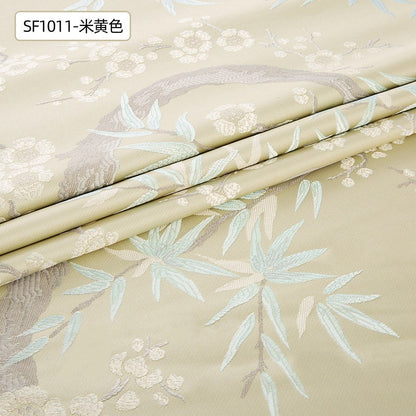 Bamboo Jacquard Fabric: Floral Upholstery, Costume & Decor - 58"W