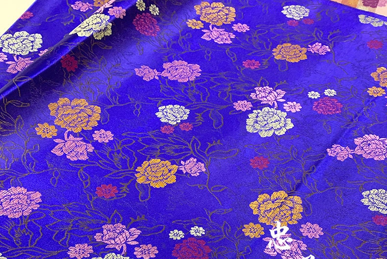Tissu brocart de soie : motif pivoine, tissu à coudre en rayonne de 89 cm de large
