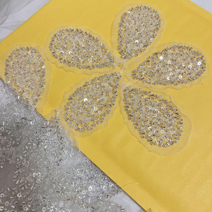Appliques en dentelle à fleurs pailletées : accessoires de coiffure et de robe de mariée à faire soi-même (2 paires)