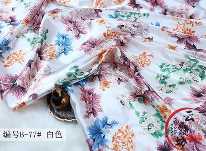 Printed Floral Satin Fabric: Soft Polyester, 59" Wide, Sewing Material
