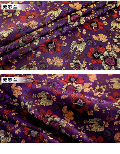 Floral Brocade Fabric: Silk Rayon Blend, 35" Wide