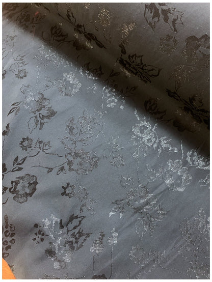Black Floral Jacquard Fabric: Silk Cotton Blend, 57" Wide, Costume Fabric