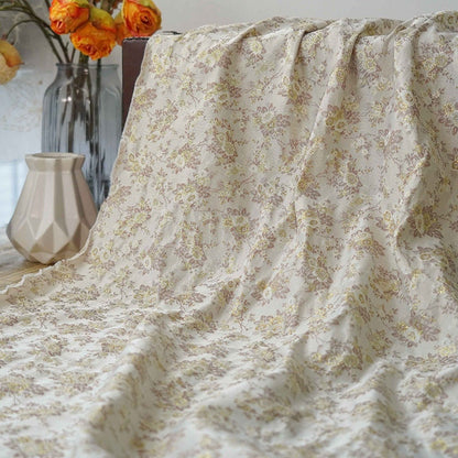 Gold Thread Floral Jacquard Fabric: 3D Texture, 60" Wide