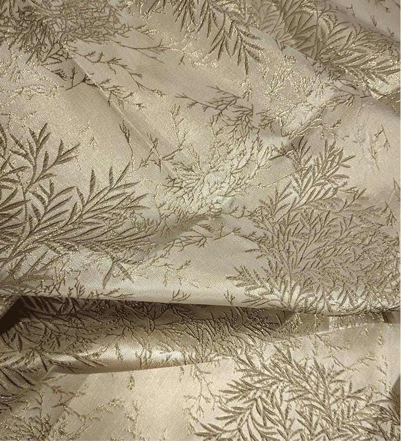 Gold Bamboo Jacquard Fabric: 59" Wide Upholstery & Costume
