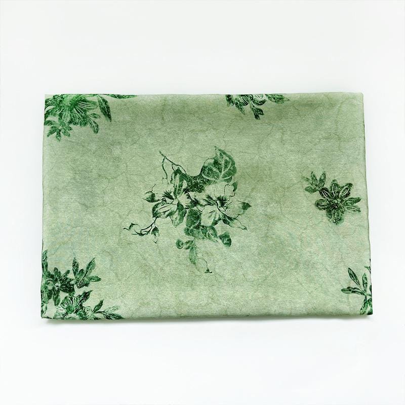 Celadon Floral Cotton Fabric ��� Elegant Sewing Materi" Wide