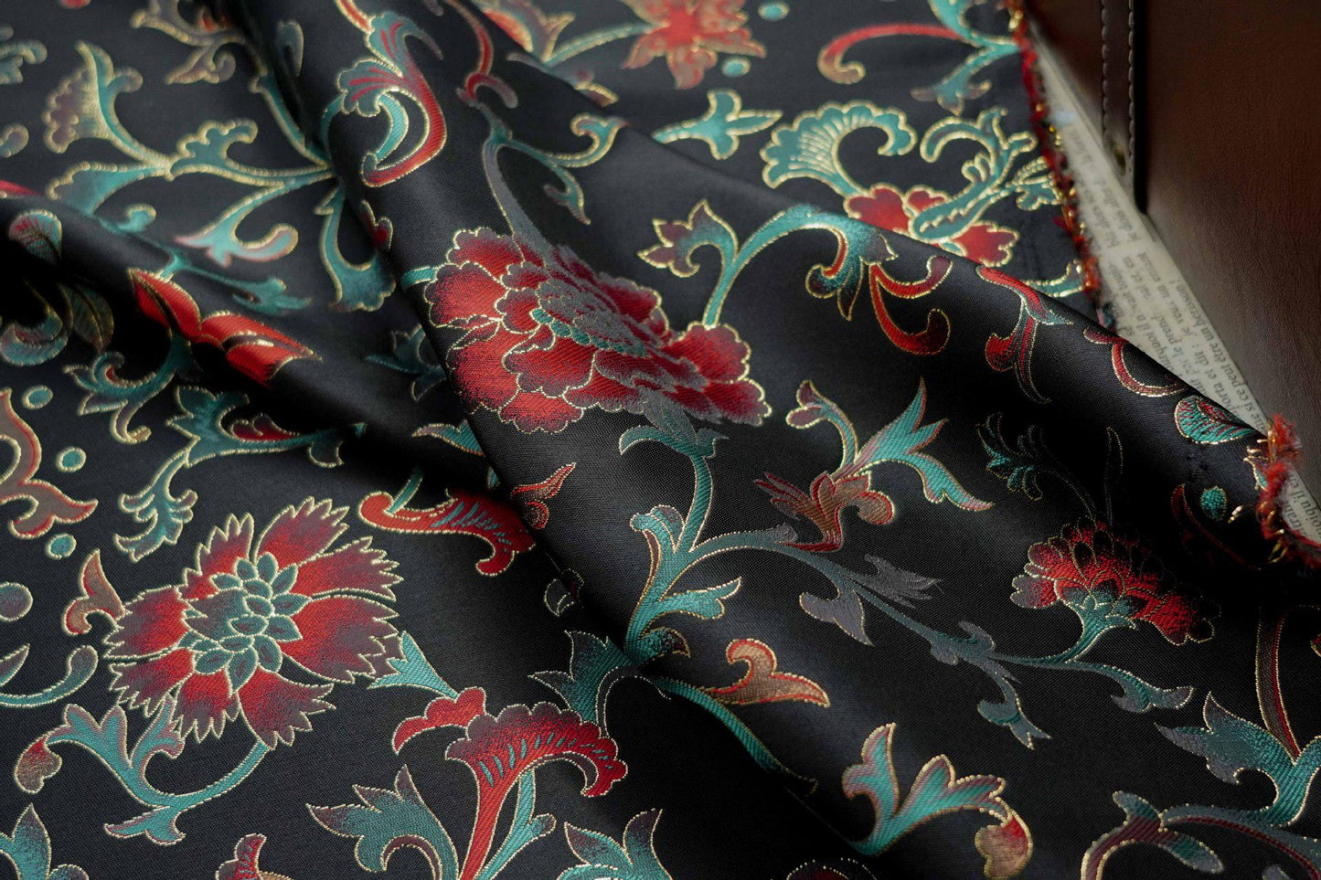 Gold Thread Floral Jacquard Fabric: 3D Embossed Upholstery, Costume, Sewing - 63"W