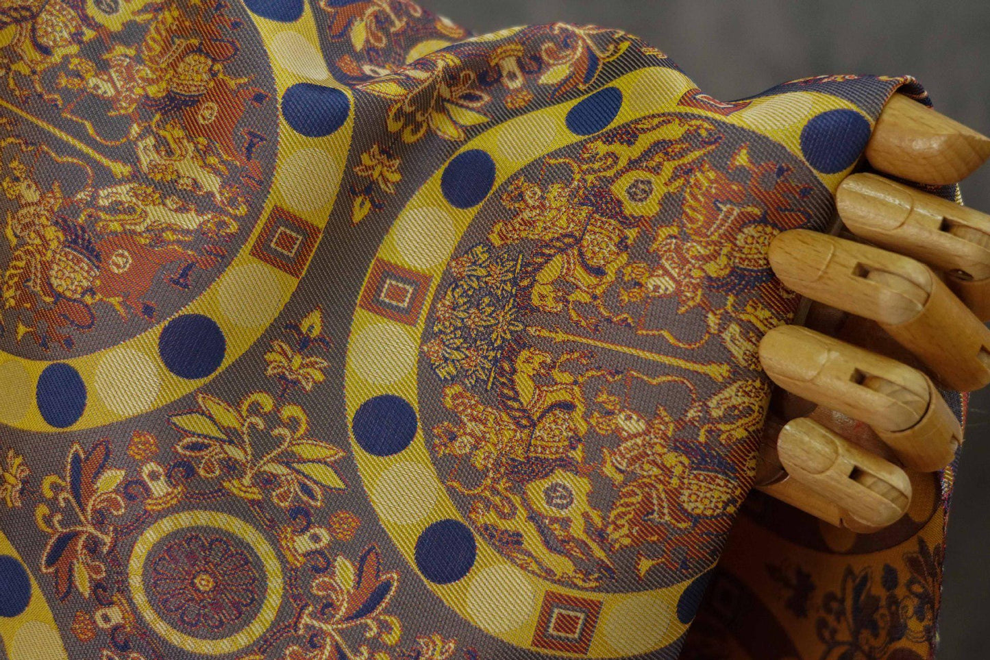 Gold Brocade Jacquard Fabric: Retro Palace Style Damask, 58" Wide
