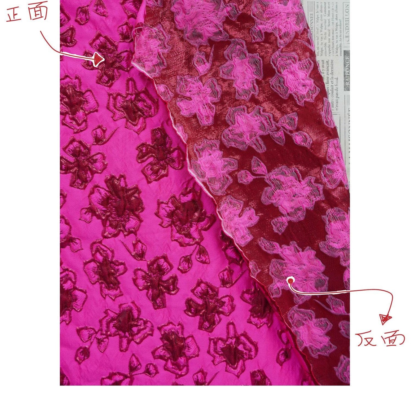 Gold Thread Jacquard Fabric: Fuchsia Upholstery, Costume, & Drapery