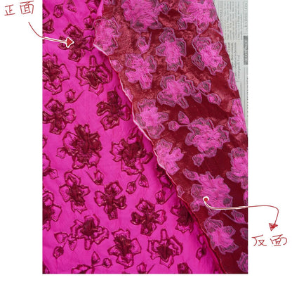 Gold Thread Jacquard Fabric: Fuchsia Upholstery, Costume, & Drapery