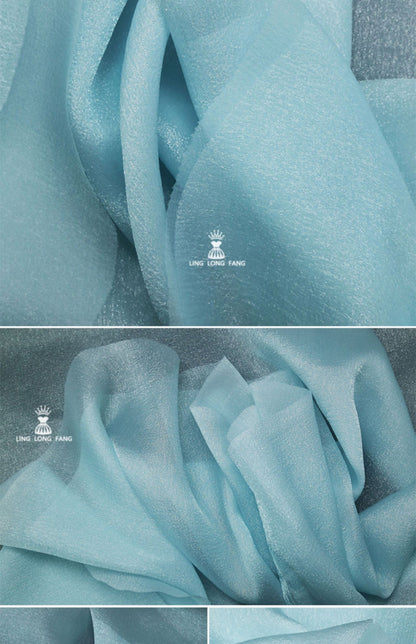 Tissu organza nacré seersucker : 150 cm de large, mélange coton-polyester