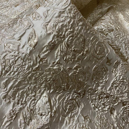 Metallic Rose Jacquard Fabric: 3D Texture, 54" Wide