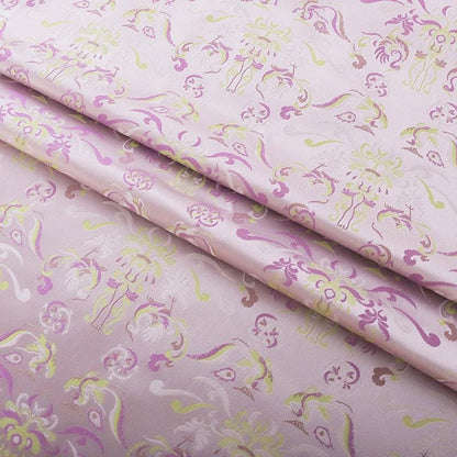 Tissu brocart floral rose et violet : 59 pouces, motif floral zen, pour ameublement