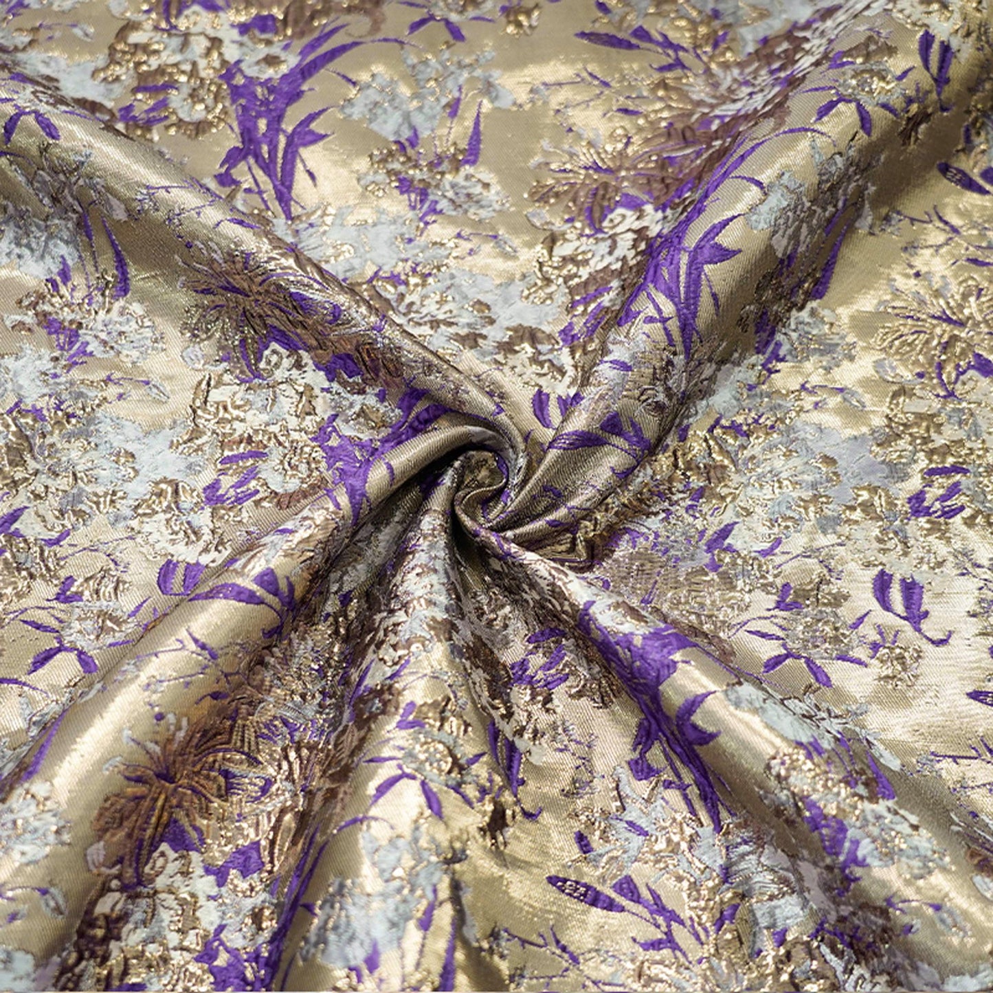 Gold Thread Floral Jacquard Fabric: 3D Texture Upholstery, Prom Dress Sewing (59" W)