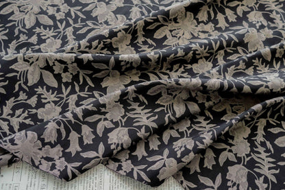 Black Floral Jacquard Fabric: Luxury Woven Dress Material (55" Wide)
