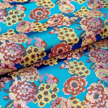 Begonia Flower Silk Brocade Fabric: 45" Wide, Costume & Decor