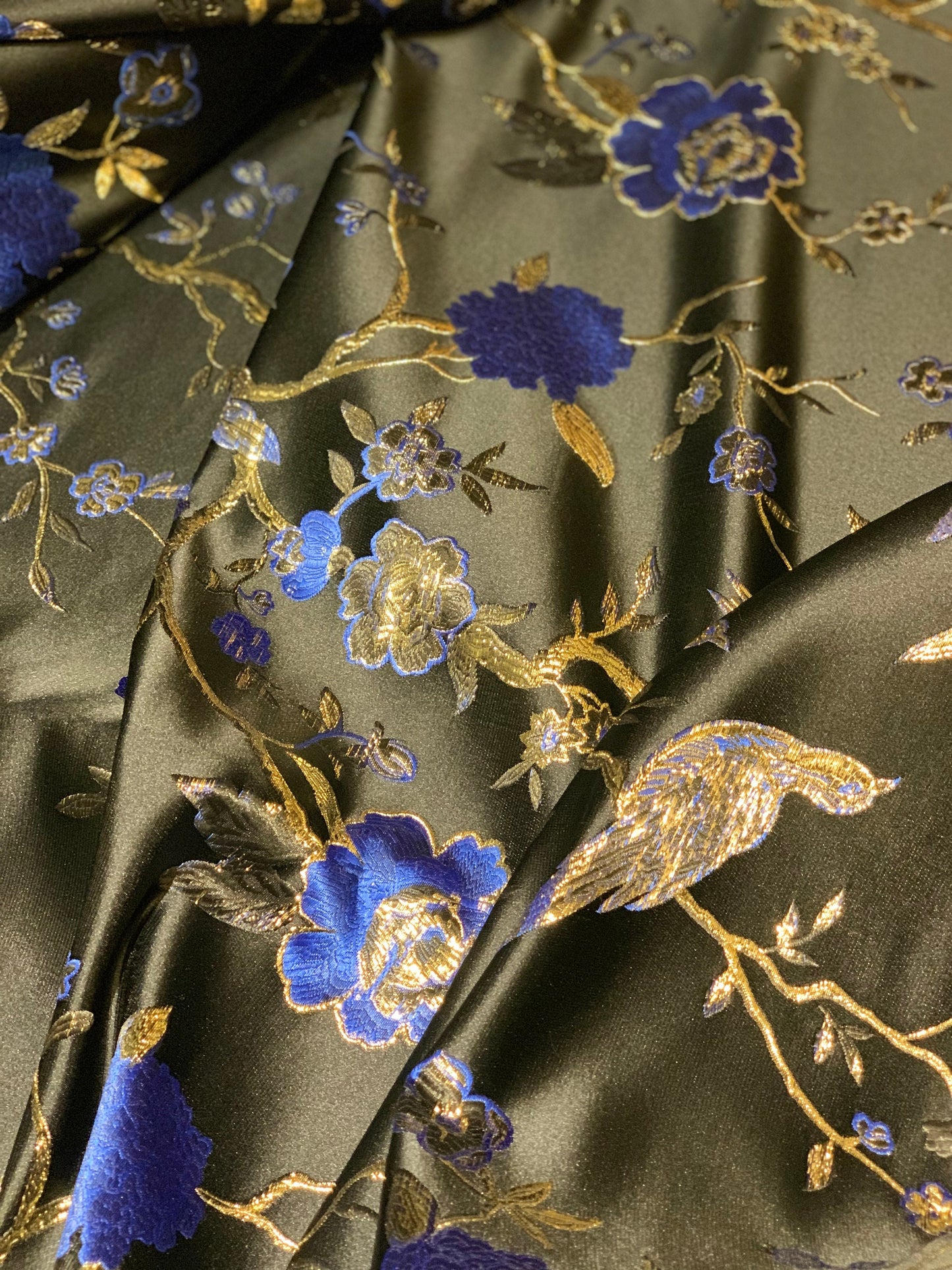 Metallic Brocade Fabric: Damask Jacquard Satin, 59"W, Upholstery & Sewing