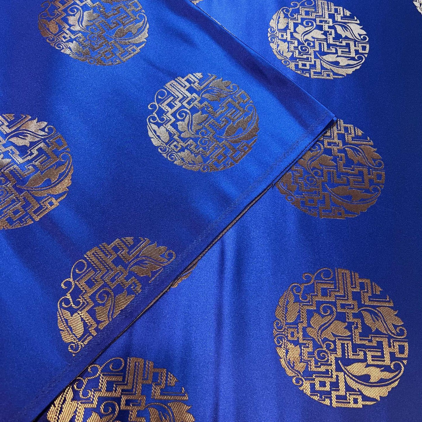 Silk Brocade Fabric: Mongolian Tibetan Style, 58" Wide - Costume, Decor