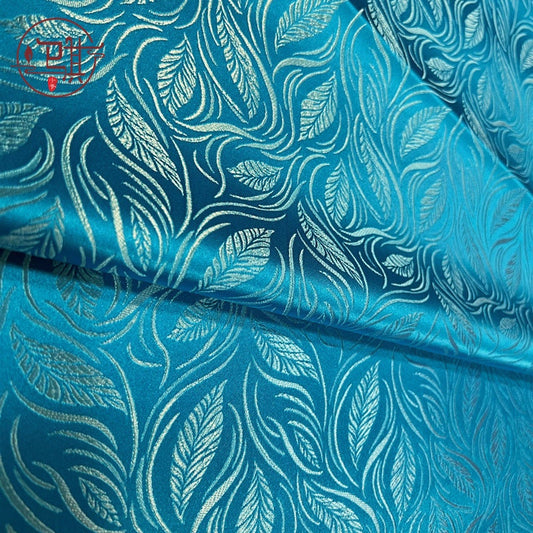 Brocart de soie à motif de fleurs de blé, largeur 75 cm (29,5 po) - Vendu au mètre