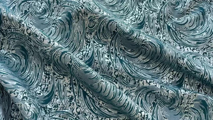 Tissu jacquard à fil argenté : revêtement d’ameublement à texture 3D, 157 cm de large