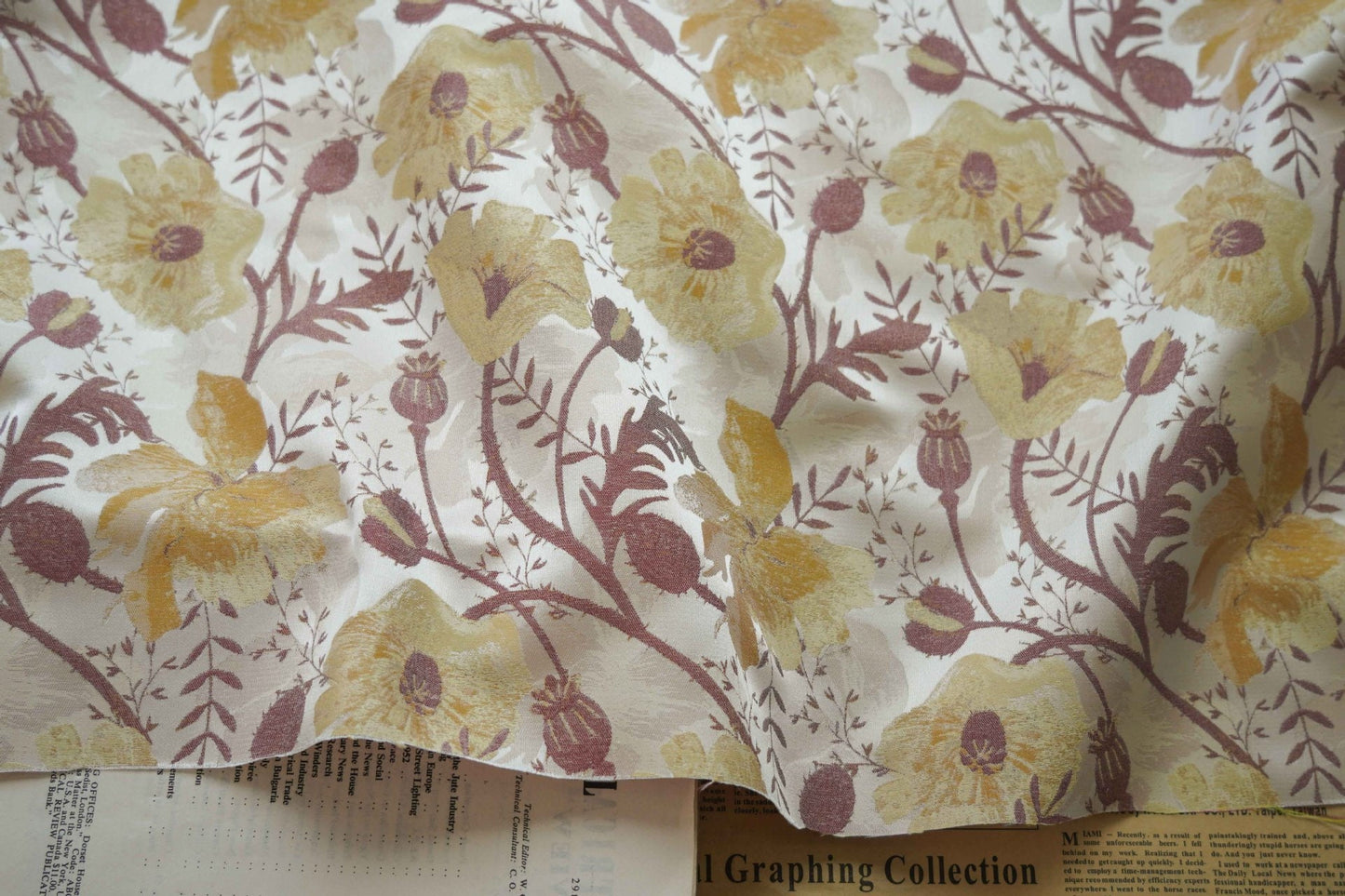 Floral Jacquard Woven Fabric: Embossed Hepburn Style, 57"W