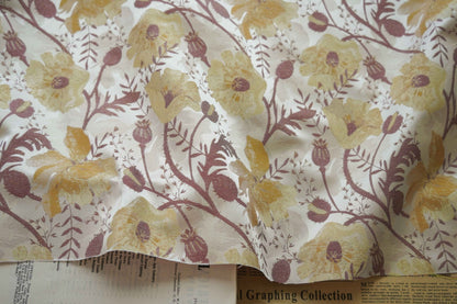 Floral Jacquard Woven Fabric: Embossed Hepburn Style, 57"W
