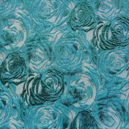 Green Rose Jacquard Fabric: Colorwoven Dress Material - 58"