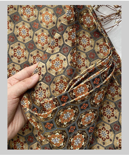Floral Silk Brocade Fabric: Song Chinese Style, 57"/29"W