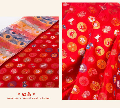 Japanese Nishijin Easter Bunny Brocade Fabric: Silk Rayon Jacquard