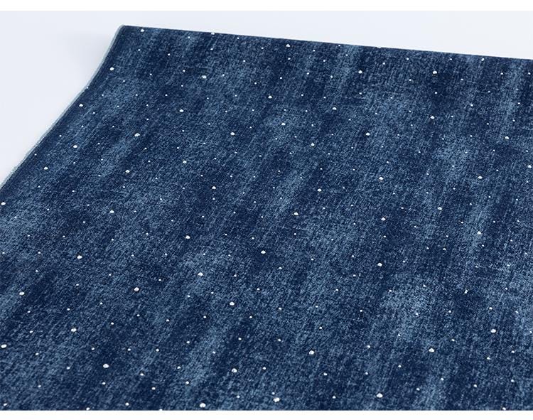 Rhinestone Denim Fabric: Jacquard Weave Cotton, Faded Effect (65"W Sewing, Quilting, Upholstery
