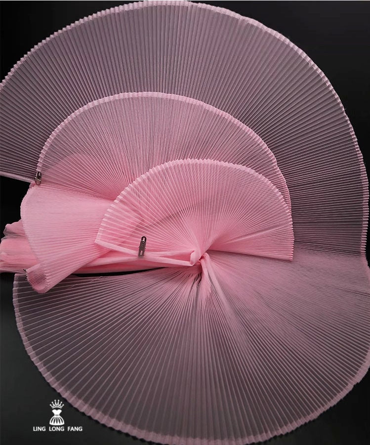 Pleated Organza Tulle Fabric: Stiff Yarn, 63" Wide Designer Material