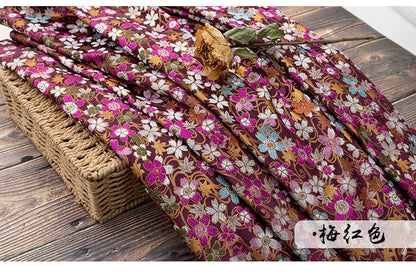 Japanese Cherry Blossom Brocade Fabric: Silk Rayon Jacquard (29.5"W)
