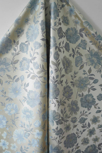 Tissu brocart jacquard à motif floral bleu élégant ��� Cheongsam, canapé, textile de décoration intérieure"W