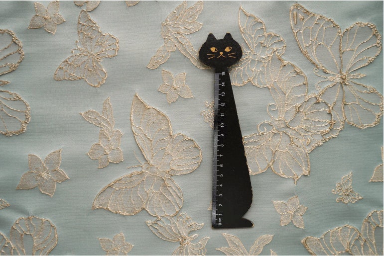 Gold Thread Butterfly Jacquard Fabric: 3D Foil Texture, 56"W, By The Meter