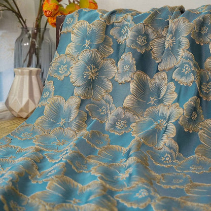 Flower Jacquard Fabric: 3D Texture Polyester, 55" Wide